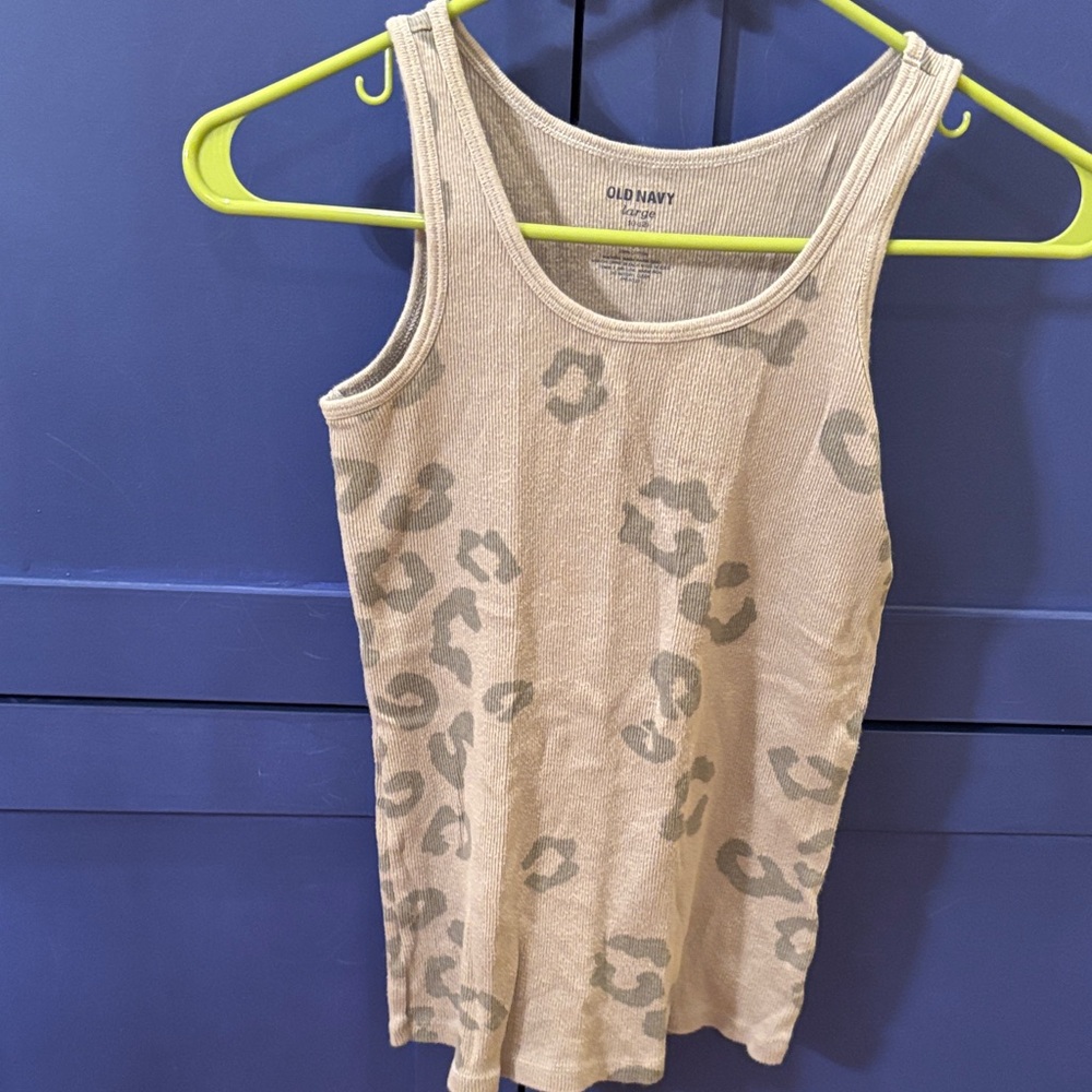 Old Navy Girls Gray Leopard Print Tank Top